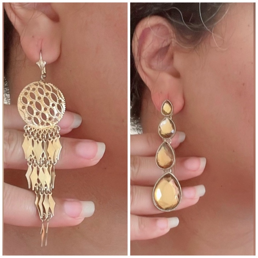 Bundle Women’s Tassel Earrings gold High quality Cubic Zirconia Topaz